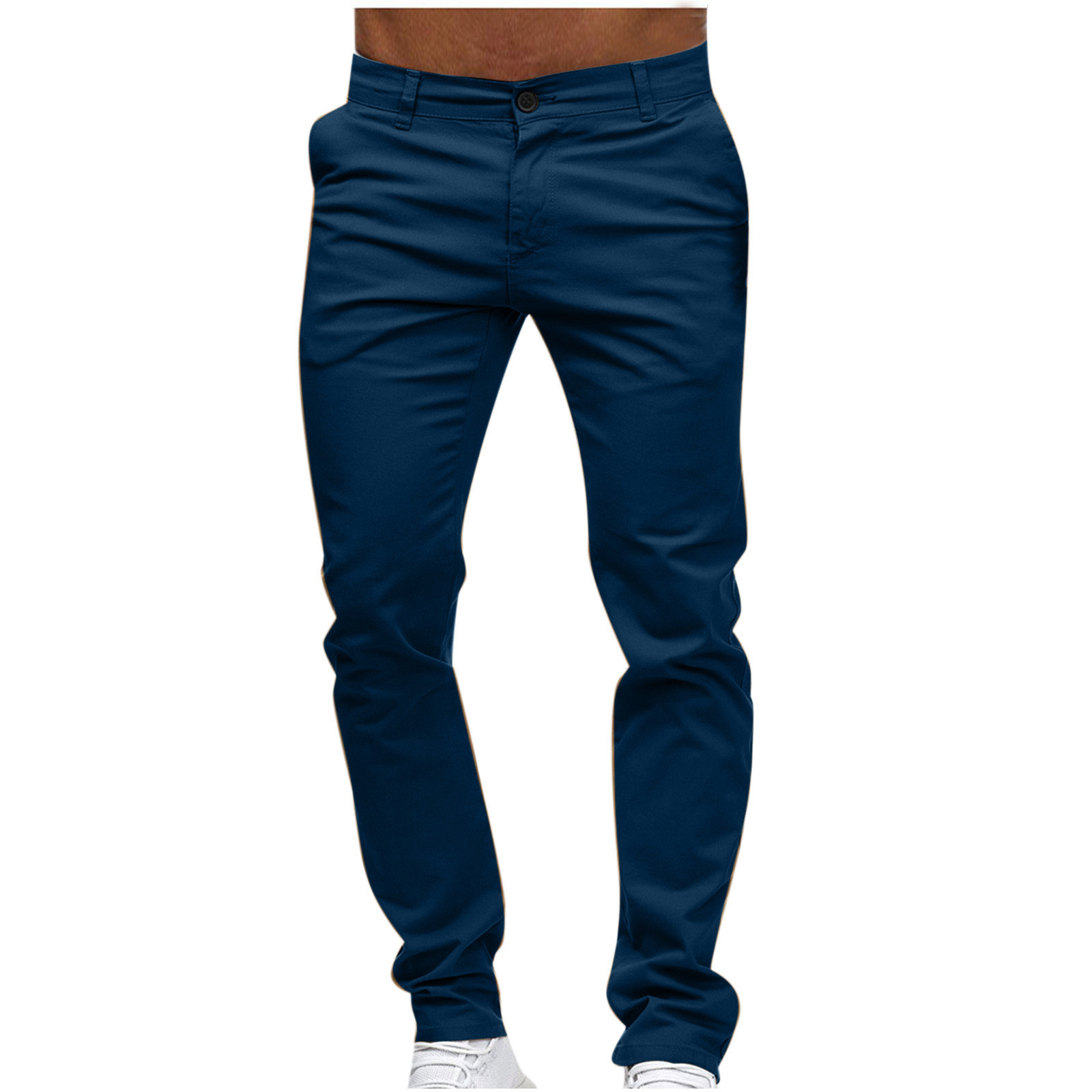 DeHolifer Mens Casual Chinos Pants Cotton Slacks Elastic Waistband Classic Fit Flat Front Khaki Pant Navy L - image 1 of 5