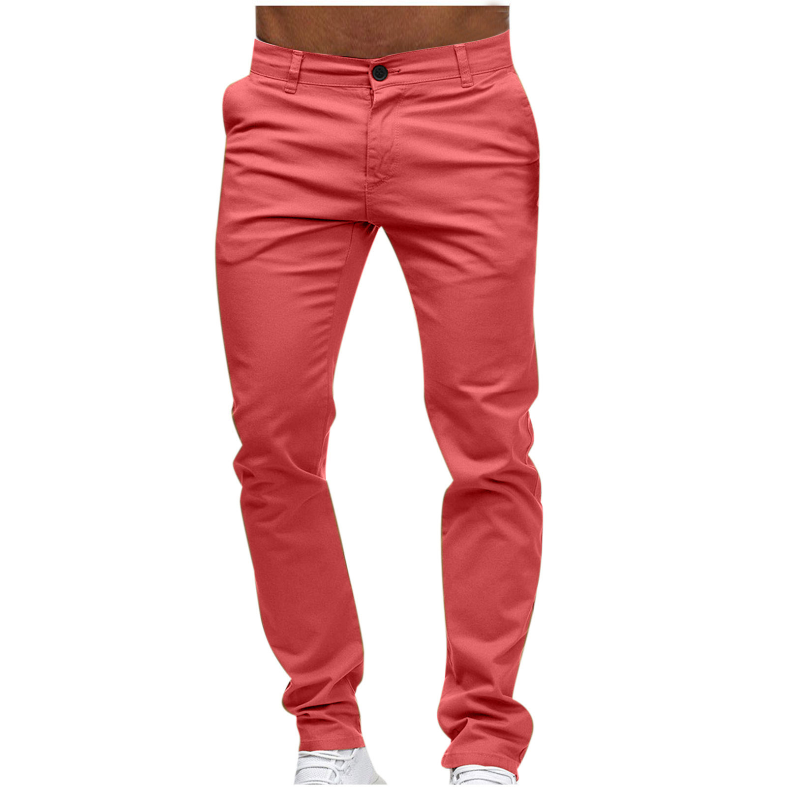 DeHolifer Mens Casual Chinos Pants Cotton Slacks Elastic Waistband Classic Fit Flat Front Khaki Pant Pink L - image 1 of 5