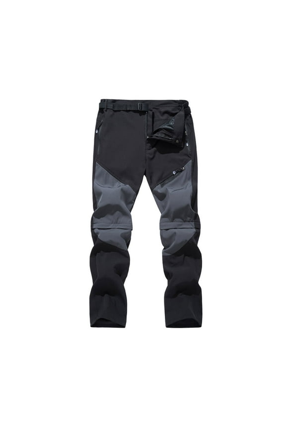 DeHolifer Mens Detachable Cargo Pants Multi Pocket Outdoor Sports Waterproof Slacks Lounge Outdoor Hiking Twill Cargo Trousers Black 3XL