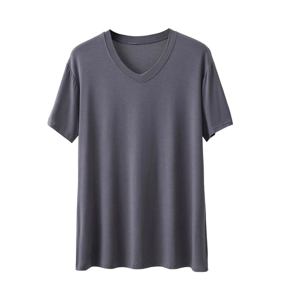 DeHolifer Mens Modal Shirts for Summer Plain Tshirts Short Sleeve T Shirts Comfy Pullover Breathable Tees Stretchy Tshirt Gray 3XL