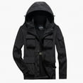 thumbnail image 1 of QQAMB Mens Outwear Jacket Zipper Long Sleeve Solid Color Windproof Waterproof Hooded Jackets with Multi Pockets Black M, 1 of 3
