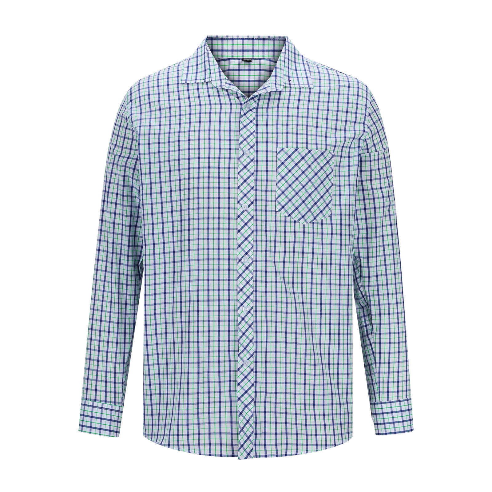 Long Sleeve Plaid Print Button Patchwork Shirts