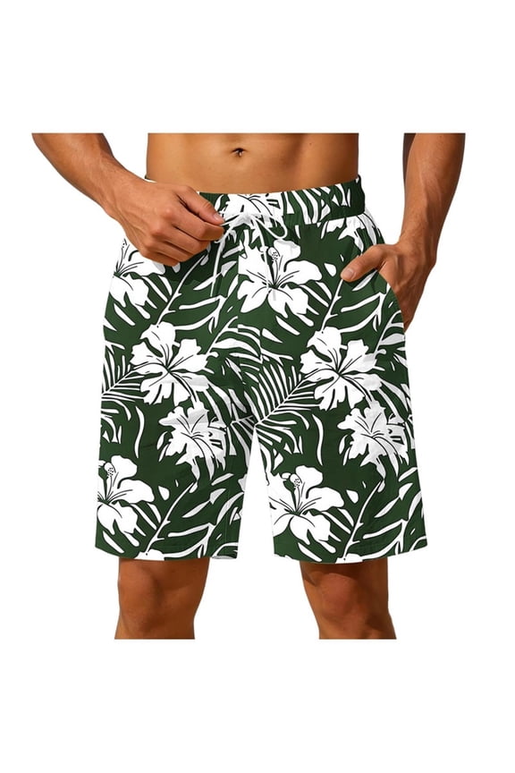 Mens Swim Trunks Coconut Tree Mesh Lining Bathing Suit Beach Shorts Swimsuits with Pockets Pink 3XL