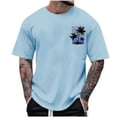thumbnail image 1 of DeHolifer Mens T-Shirt Plus Size Graphic Short Sleeve Loose Tee Crewneck Palm Tree Summer Shirts Light Blue M, 1 of 4