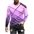 thumbnail image 1 of DeHolifer Mens T-Shirts Graphic Geometric Printed Crewneck Long Sleeve Pullover T-Shirt Casual Fashion Sweatshirts Purple S, 1 of 5