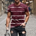 thumbnail image 1 of DeHolifer Mens T-shirts Plus Size Short Sleeve Strip Printed Crewneck T-shirts Loose Casual Holiday Pullover Tops Wine M, 1 of 5