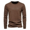 thumbnail image 1 of DeHolifer Mens Tops Cotton Crewneck Letter Print Long Sleeve Fall Fashion T-Shirts Tops Coffee M, 1 of 2