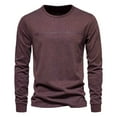 thumbnail image 1 of DeHolifer Mens Tops Cotton Crewneck Letter Print Long Sleeve Fall Fashion T-Shirts Tops Wine S, 1 of 2