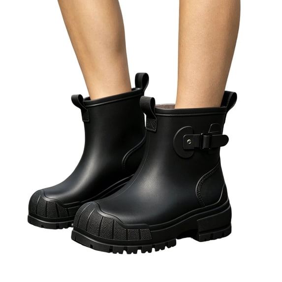 DeHolifer Mid Calf Garden Rain Boots for Men and Women Waterproof Outdoor Shoes Slip Resistant Fashion Boots