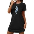 thumbnail image 1 of DeHolifer Oversized Nightgown for Women Short Sleeve Printed Sleepshirts Cute Night Shirts Soft Pajama Sleepwear Nightdress Black XL, 1 of 7