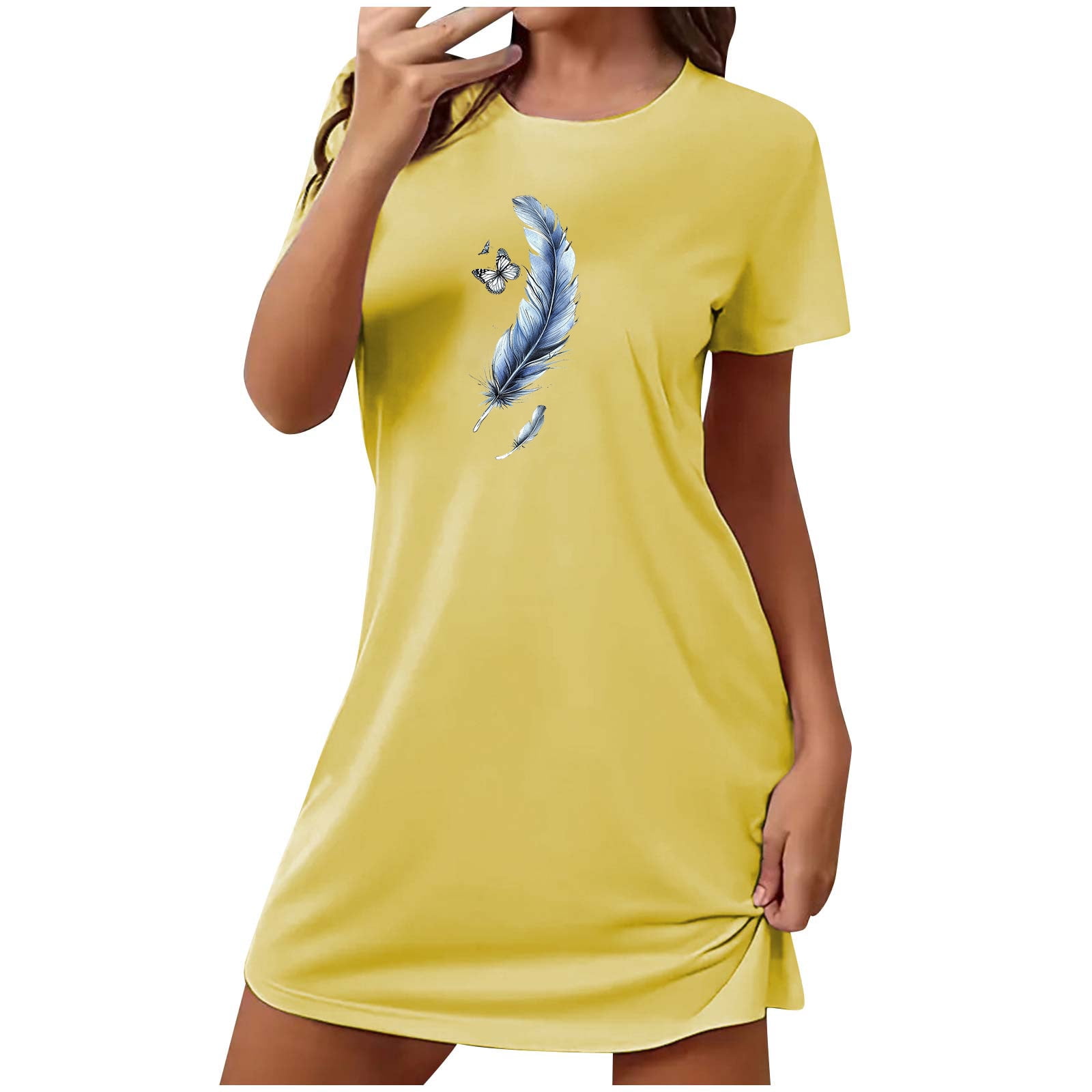 Yellow Half Sleeves Smiley Printed Nightwear main image 0
