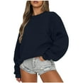 thumbnail image 1 of DeHolifer Oversized Sweatshirts for Women Trendy Crewneck Long Sleeve Strip Print Loose Casual Sweatshirts Dark Gray L, 1 of 5