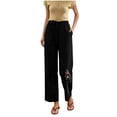 thumbnail image 1 of DeHolifer Pants for Women Cotton Linen Summer Casual Baggy Comfy Wide Leg Trousers Lounge Pants with Pocket Black L, 1 of 8