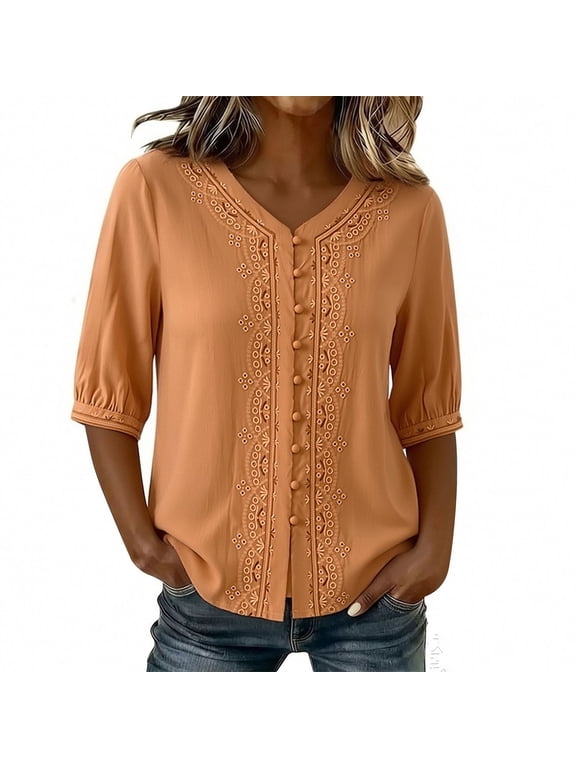 Plus Size Sequin Tops for Women Crewneck Solid Color Party Tops Sparkly Slimming Tunics Orange XL