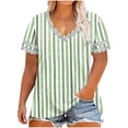 thumbnail image 1 of DeHolifer Plus Size Tops for Women V-Neck Raglan T-Shirt Short Sleeve Summer Shirts Casual Loose Tunic Blouse Green 4XL, 1 of 6
