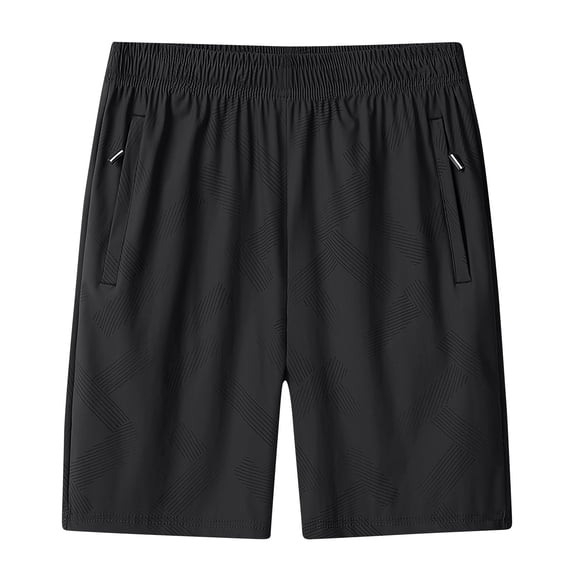 DeHolifer Running Shorts for Men Plus Size Quick Dry Elastic Waisted Lightweight Athletic Shorts with Zipper Pockets Black 2XL