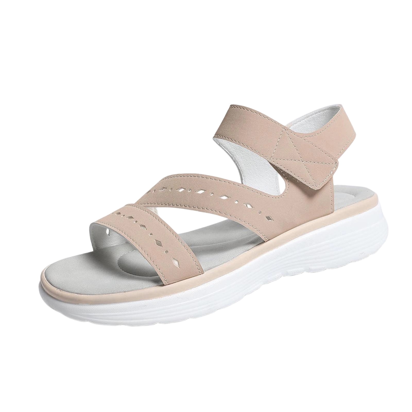 DeHolifer Sandals for Women Hiking Comfortable Solid Color Walking ...