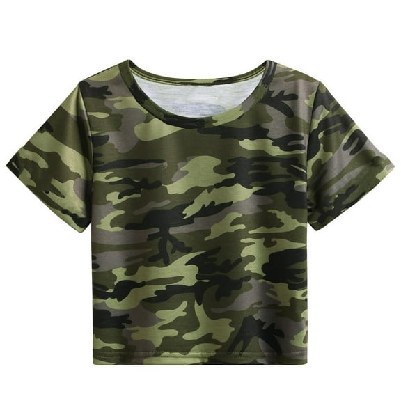 DeHolifer Shirts for Kids Graphic Summer Trendy Camouflage Crewneck Short Sleeve Girls Boys Tee T-Shirts 3-11 Years