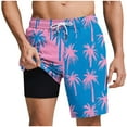 thumbnail image 1 of DeHolifer Shorts for Men Plus Size Hawaii Printed Drawstring Elastic Waisted Loose Comfy Shorts with Pokcet Pink M, 1 of 6