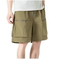 thumbnail image 1 of QQAMB Shorts for Men Plus Size Summer Trendy Elastic Waist Drawstring Solid Color Workwear Pants with Zipper Pocket Army Green 3XL, 1 of 8