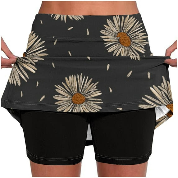 DeHolifer Skorts for Women with Pockets Lightweight Skirt Athletic Inner Shorts for Running Tennis Golf Workout Sports Black S