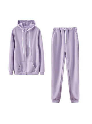 Sale Clearance Trendy Grey Womens Sweat Suit Purple Joggers Set