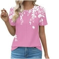 thumbnail image 1 of DeHolifer Summer T Shirt for Women Crewneck Floral Prined Short Sleeve Casual Tee T Shirt Loose Dressy Pullover Tops Pink XL, 1 of 4