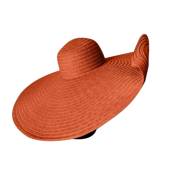 QQAMB Sun Hats for Women Oversize Wide Brim Straw Beach Hat UV Protection Floppy Foldable Roll-Up Travel Summer Vacation