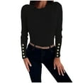thumbnail image 1 of DeHolifer Sweaters for Women Crewneck Long Sleeve Solid Color Ribbed Knit Sweaters Loose Casual Blouse Tops Black M, 1 of 6