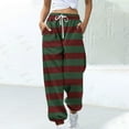 thumbnail image 1 of QQAMB Sweatpants for Women High Waist Elastic Waist Drawstring Strip Print Straight Leg Sweatpants Casual Loose Joggers Pants Army Green S, 1 of 4