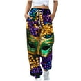 thumbnail image 1 of QQAMB Sweatpants for Women Mardi Gras Elastic Waist Drawstring Joggers Mask Printed Straight Leg Sweatpants Multicolor L, 1 of 4