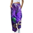 thumbnail image 1 of QQAMB Sweatpants for Women Mardi Gras Elastic Waist Drawstring Joggers Mask Printed Straight Leg Sweatpants Multicolor S, 1 of 4
