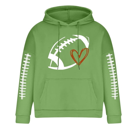 DeHolifer Sweatshirt for Men Plus Size Hoodies Long Sleeve Football Print Drawstring Pocket Pullover Hoodies Sweatshirts Green XL