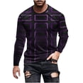 thumbnail image 1 of DeHolifer Sweatshirts for Men Graphic Geometric Printed Crewneck Long Sleeve Pullover T-Shirt Fall Fashion Pullover Tops Purple L, 1 of 5