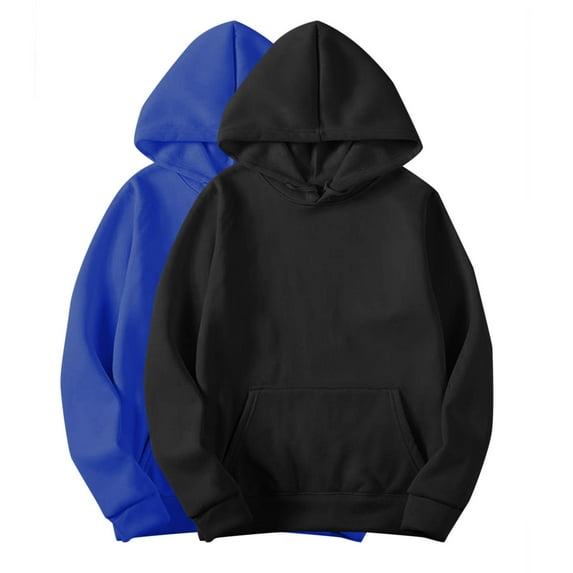 DeHolifer Sweatshirts for Women 2PC Solid Color Drawstring Long Sleeve Hoodies Sweatshirts Casaul Loose Pullover Tops Black 3XL