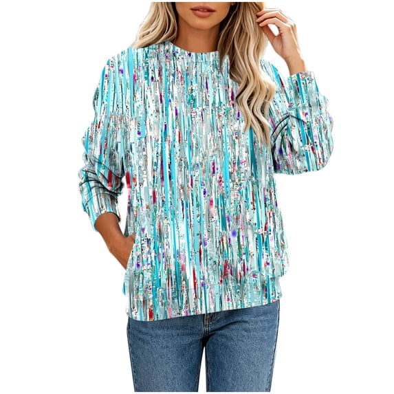 DeHolifer Sweatshirts for Women Casual Printed Crewneck Fall Winter Trendy Pullover Tops Green M
