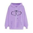 thumbnail image 1 of QQAMB Sweatshirts for Women Long Sleeve Drawstring ECG Graphic Print Hoodies Pullover Sweatshirts with Pocket Purple L, 1 of 4
