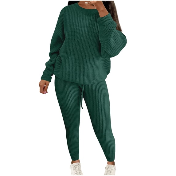 DeHolifer Sweatsuits for Women Plus Size Knit Solid Color Pullover Top ...