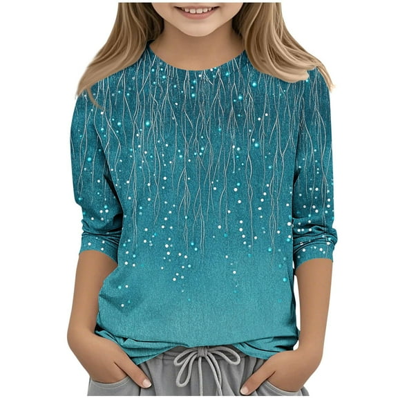 DeHolifer T-Shirts for Girl Floral Printed Crewneck Short Sleeve Casual Summer Lightweight Dressy Kids Shirts 3-12 Years