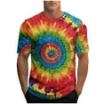 thumbnail image 1 of DeHolifer T-Shirts for Men Plus Size Tie Dye Printed Lightweight Casual Crewneck Short Sleeve Tee T-Shirts Red M, 1 of 5