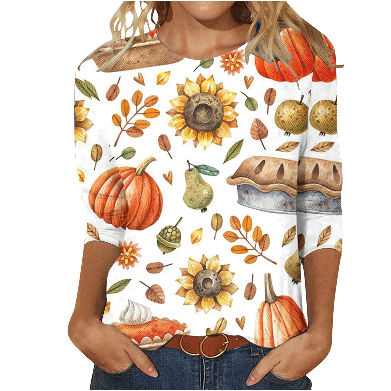 Momster Halloween T-Shirt For Women - Pumpkin Face, Spider & Bat Graphic Tee - Funny Casual Top - View #6