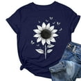 thumbnail image 1 of QQAMB T-Shirts for Women Plus Size Daisy Graphic Printed Summer Trendy Crewneck Short Sleeve Tee Tops Dark Blue 2XL, 1 of 4