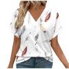 DeHolifer T-Shirts for Women V-Neck Novelty Printed Loose Casual Short Sleeve Blouse T-Shirts Summer Trendy Tee Tops Multicolor L