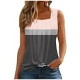 thumbnail image 1 of QQAMB Tank Top for Women Color Block Square Neck Sleeveless Tank Top Summer Loose Fashion Blouse Dark Gray 2XL, 1 of 5