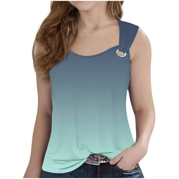 QQAMB Tank Tops for Girls Summer Lightweight Gradient Color Crewneck Sleeveless Casual Vocation Beach Tank Tops,Beige,9-10Years