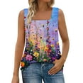 thumbnail image 1 of QQAMB Tank Tops for Women Floral Printed Square Neck Summer Lightweight Blouse Casaul Loose Tank Tops Multicolor S, 1 of 6