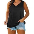 thumbnail image 1 of DeHolifer Tank Tops for Women Loose Casual Flowy Tank Tops Plus Size V-Neck Trendy Sleeveless Summer Basic Tops Black 2XL, 1 of 8