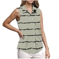 thumbnail image 1 of DeHolifer Tank Tops for Women Strip Summer Trendy Lapel Collar Button Down Blouse Loose Sleeveless Dressy Casual Shirts Gray M, 1 of 6