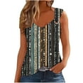 thumbnail image 1 of QQAMB Tank Tops for Women Summer V-Neck Button Floral Printed Sleeveless Blouse Loose Lightweight Tank Tops Navy L, 1 of 6