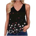 thumbnail image 1 of DeHolifer Tank Tops for Women Summer V-Neck Sleeveless Basic Tee Casual Loose Shirts Spring Beach Vacation Clothes Black S, 1 of 4